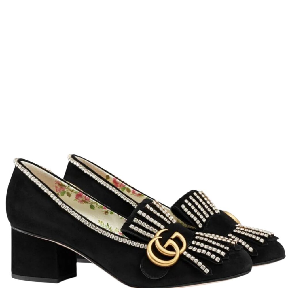 GUCCI MARMONT CRYSTAL EMBELLISHED PUMPS SIZE 38 IT, 8 US - Picture 1 of 9